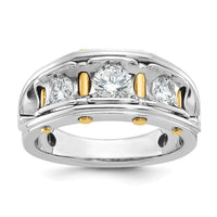 IBGoodman 14k Two-tone Men's Polished 3-Stone 1 Carat AA Quality Diamond Ring-B64091-4WYAA