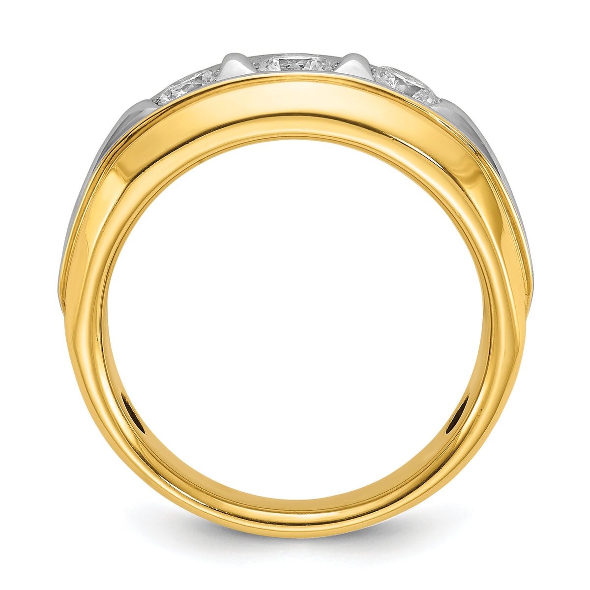 14k Two-tone 3/4 ct Lab Grown Diamond VS/SI+ G+ 3 Stone Comp Men's Ring-B64093