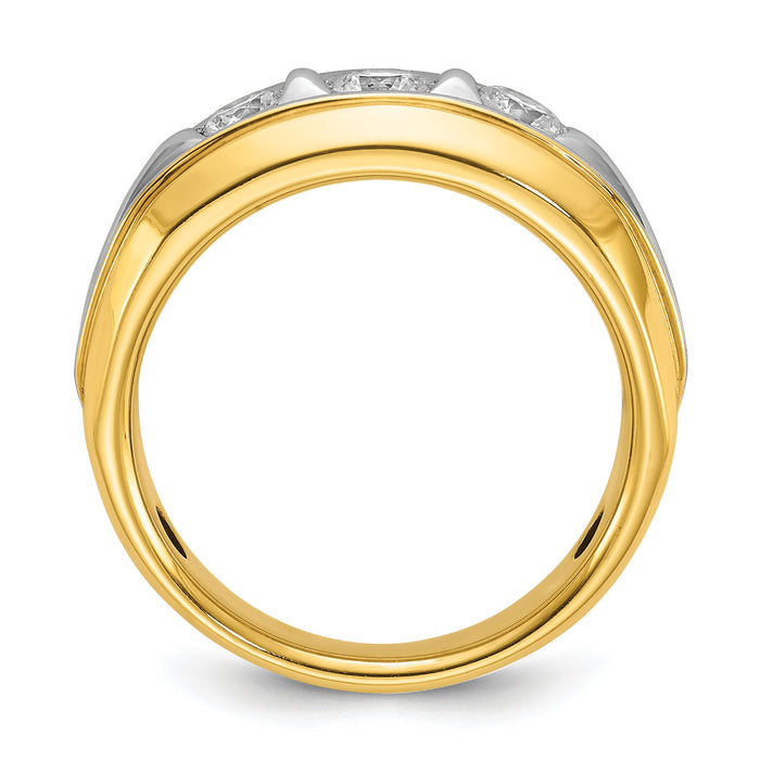 14k Two-tone 3/4 ct Lab Grown Diamond VS/SI+ G+ 3 Stone Comp Men's Ring-B64093