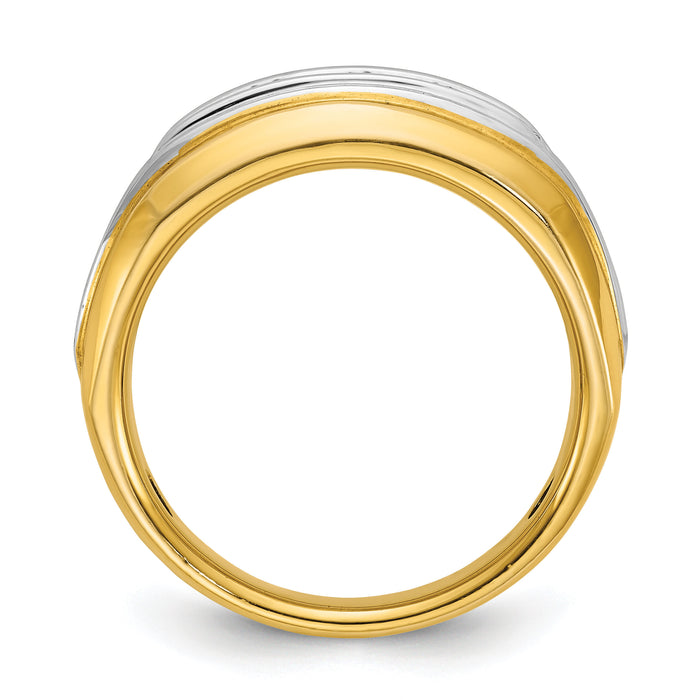 14ktt IBGoodman Men's Polished & Grooved 5-Stone Diamond Ring-B64094