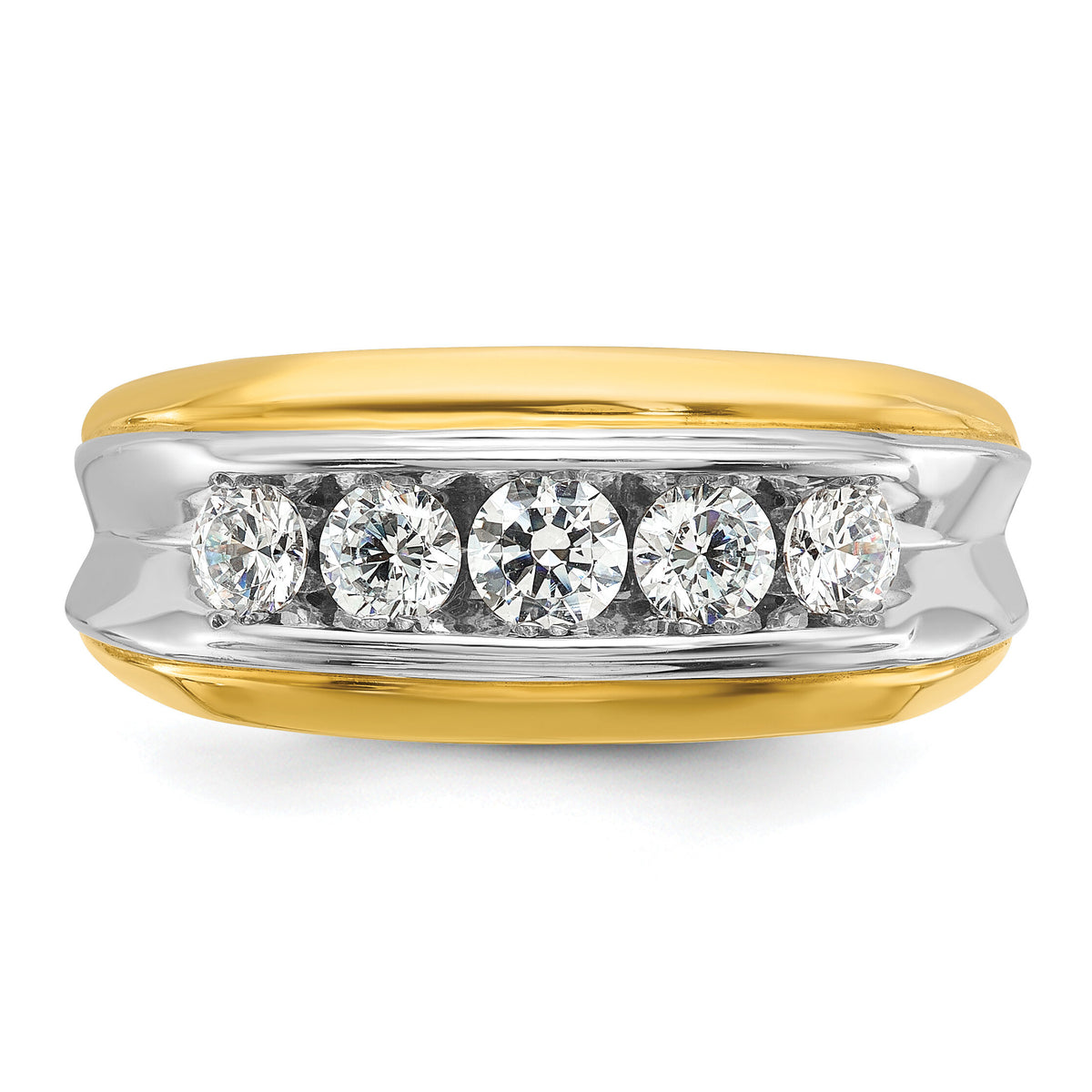 14ktt IBGoodman Men's Polished & Grooved 5-Stone Diamond Ring-B64094