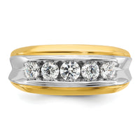 14ktt IBGoodman Men's Polished & Grooved 5-Stone Diamond Ring-B64094