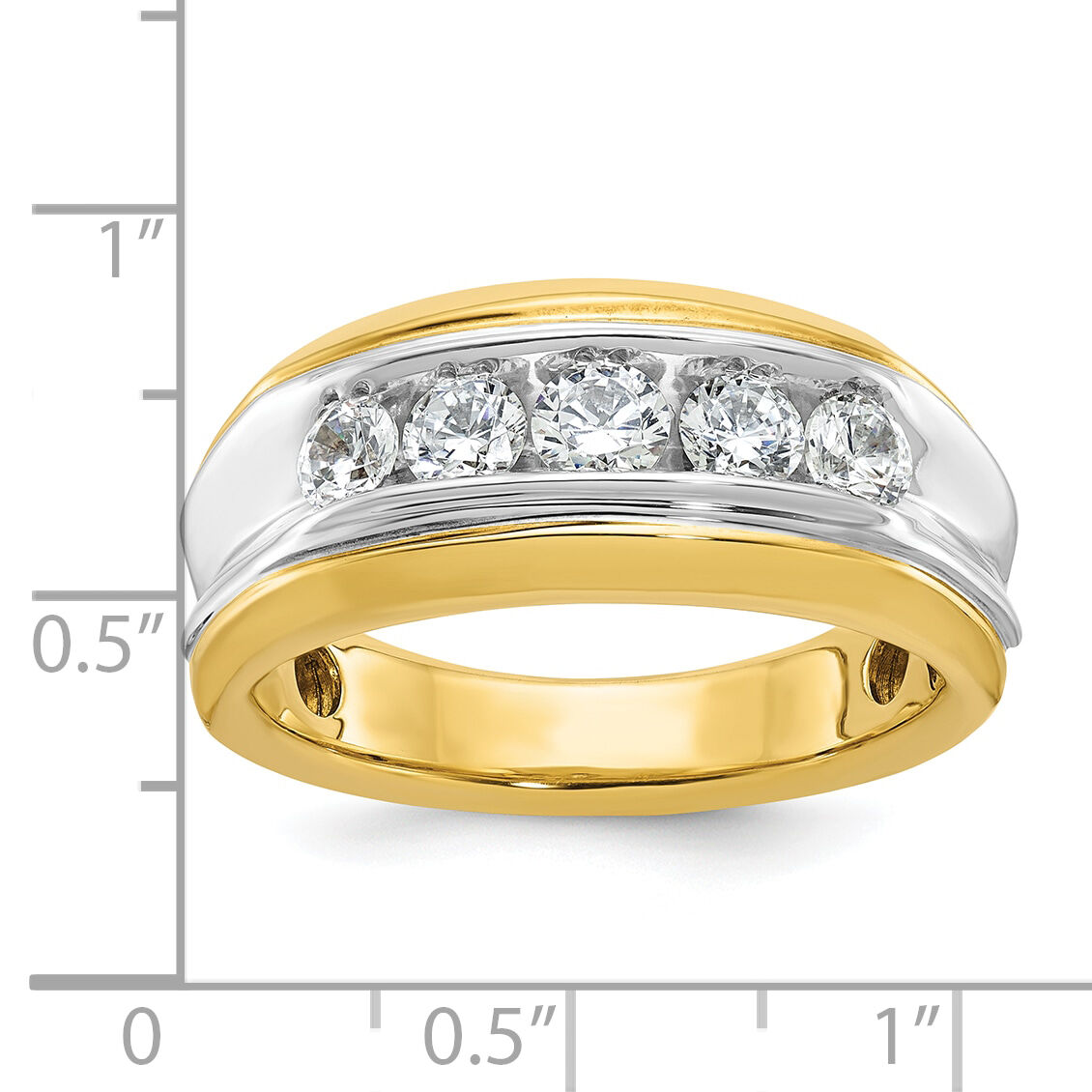 14ktt IBGoodman Men's Polished & Grooved 5-Stone Diamond Ring-B64094