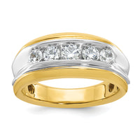 14ktt IBGoodman Men's Polished & Grooved 5-Stone Diamond Ring-B64094