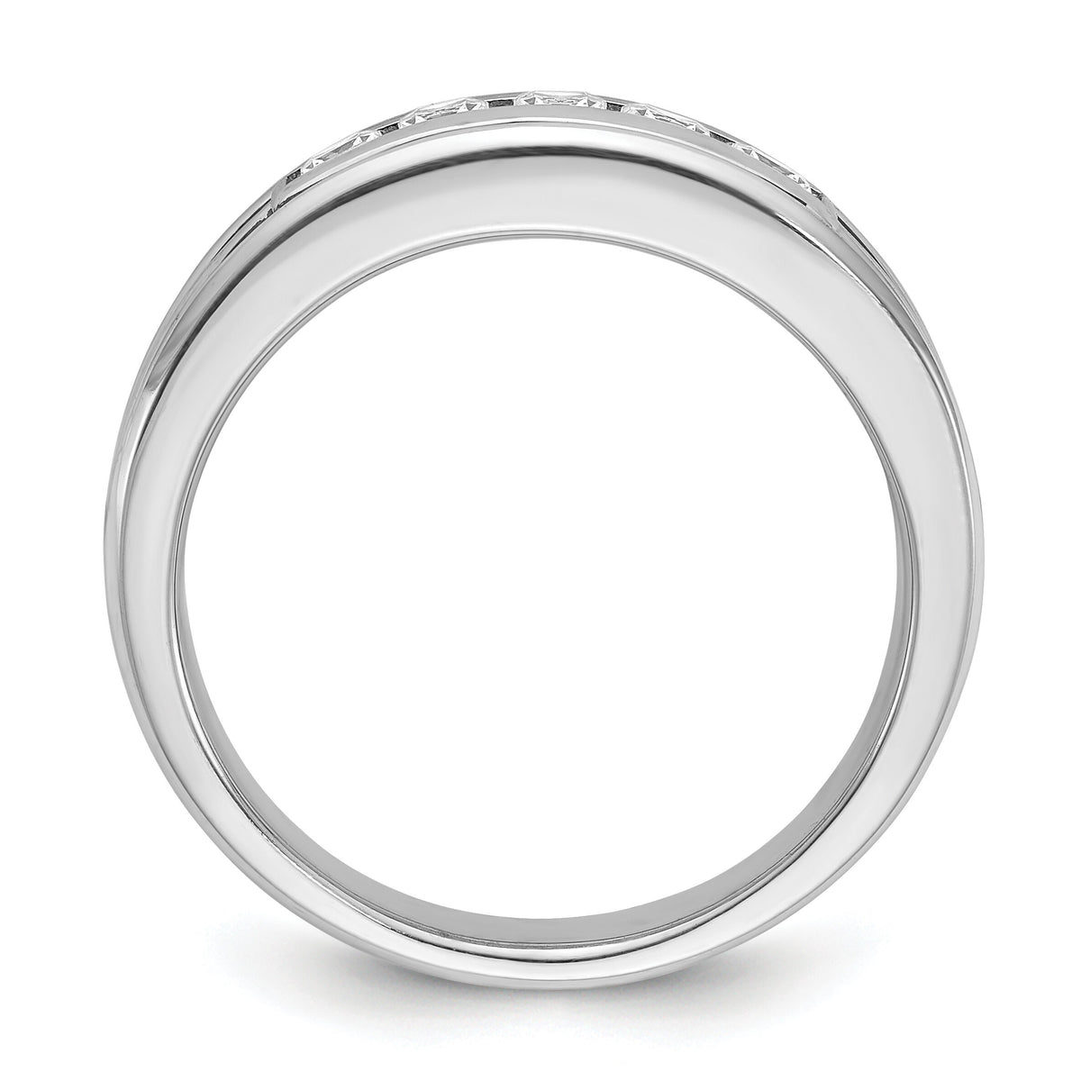 14kw w/ Black RH IBGoodman Men's Textured Square 5-Stone Dia Ring-B64095