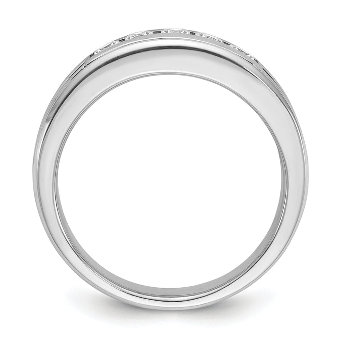 14kw w/ Black RH IBGoodman Men's Textured Square 5-Stone Dia Ring-B64095