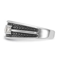 14kw w/ Black RH IBGoodman Men's Textured Square 5-Stone Dia Ring-B64095