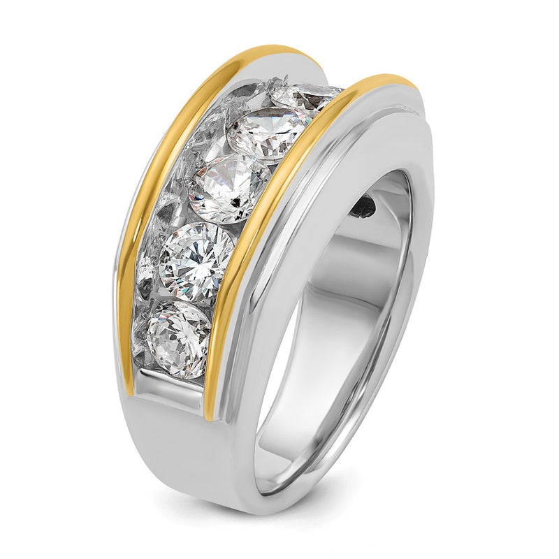 IBGoodman 14k Two-tone Men's Polished 7-Stone 3 Carat AA Quality Diamond Ring-B64096-4WYAA