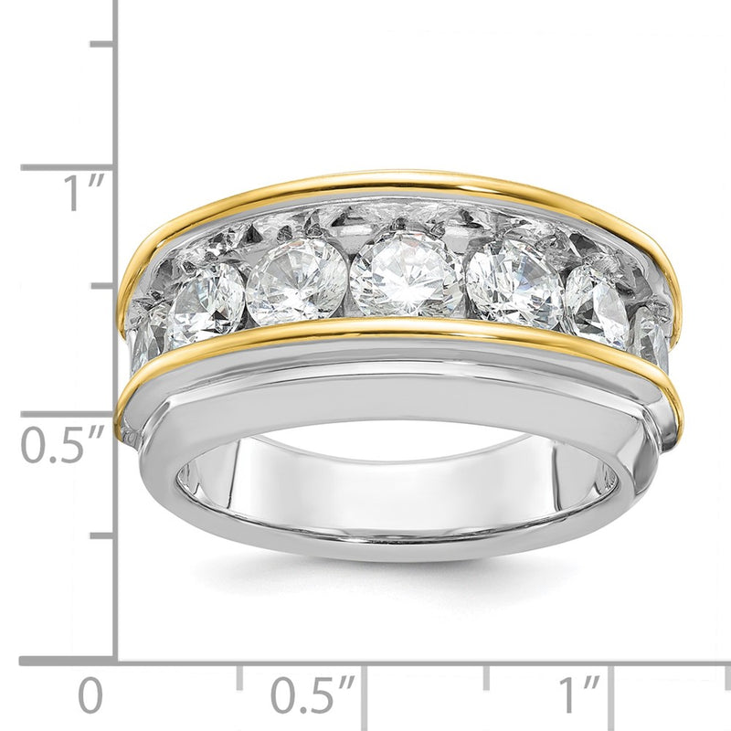 IBGoodman 14k Two-tone Men's Polished 7-Stone 3 Carat AA Quality Diamond Ring-B64096-4WYAA