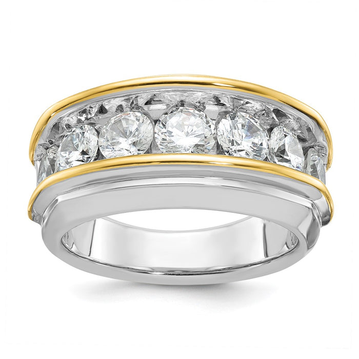 IBGoodman 14k Two-tone Men's Polished 7-Stone 3 Carat AA Quality Diamond Ring-B64096-4WYAA