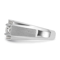 IBGoodman 14k White Gold Men's Polished and Satin 3-Row 2 1/8 Carat AA Quality Diamond Ring-B64099-4WAA