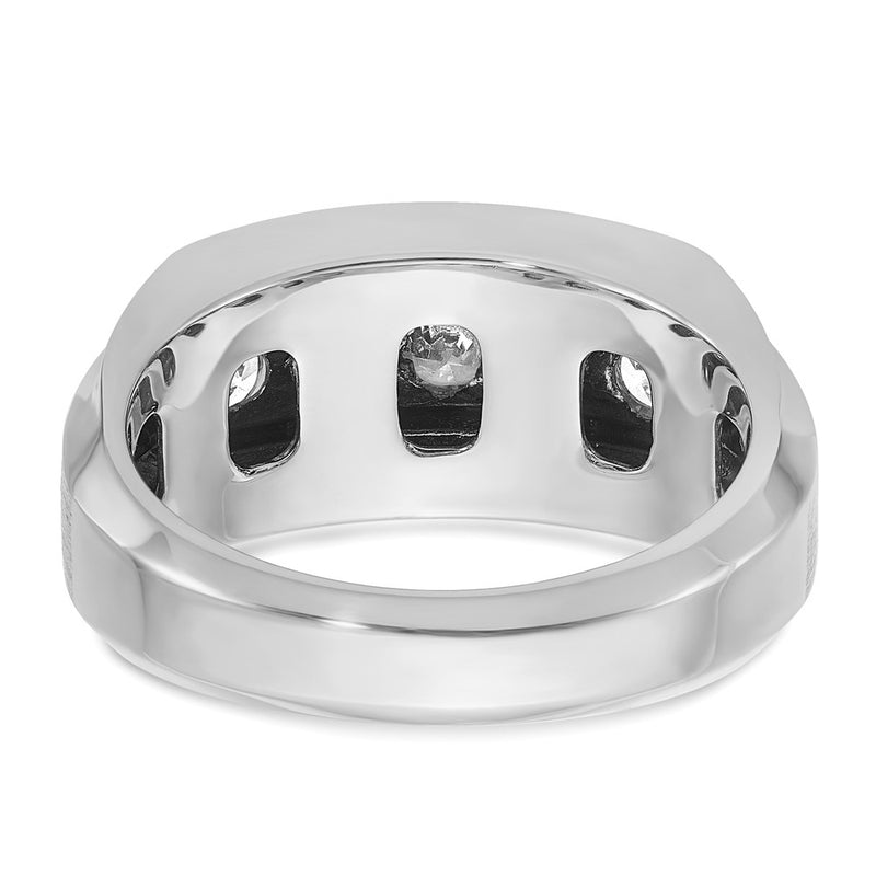 IBGoodman 14k White Gold Men's Polished and Satin 3-Row 2 1/8 Carat AA Quality Diamond Ring-B64099-4WAA