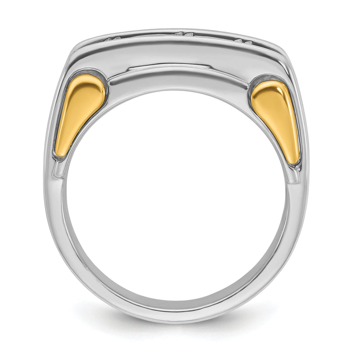 14k Two-tone IBGoodman Men's Polished 3-Stone Ring Mounting-B64102