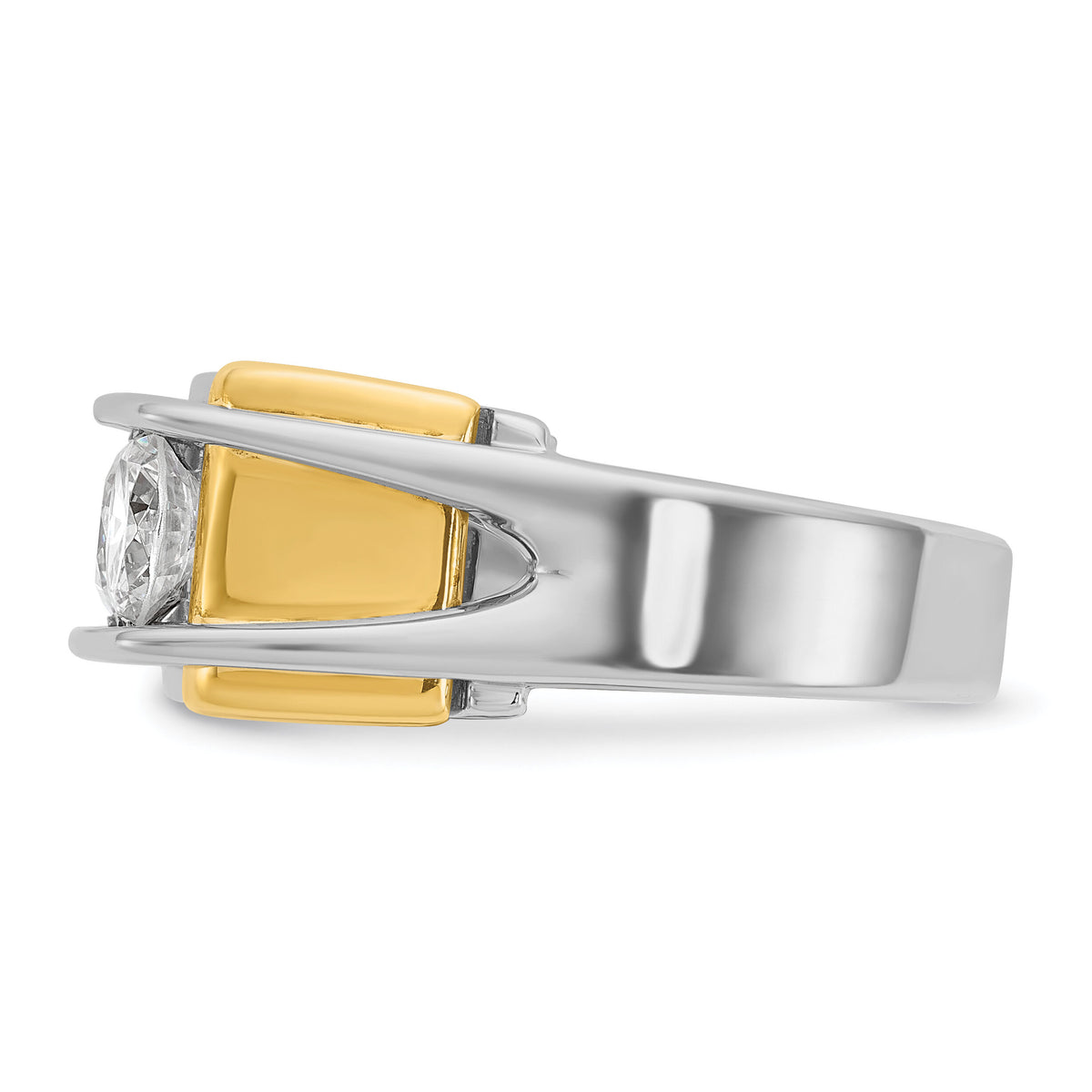 14k Two-tone IBGoodman Men's Polished 3-Stone Ring Mounting-B64102