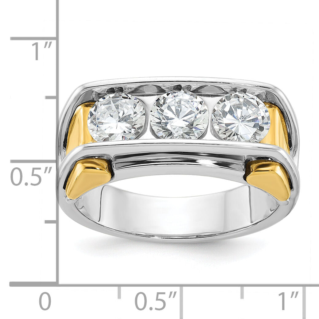14k Two-tone IBGoodman Men's Polished 3-Stone Ring Mounting-B64102