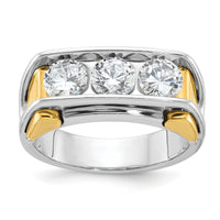 14k Two-tone IBGoodman Men's Polished 3-Stone Ring Mounting-B64102
