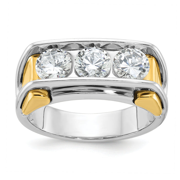 14k Two-tone IBGoodman Men's Polished 3-Stone Ring Mounting-B64102