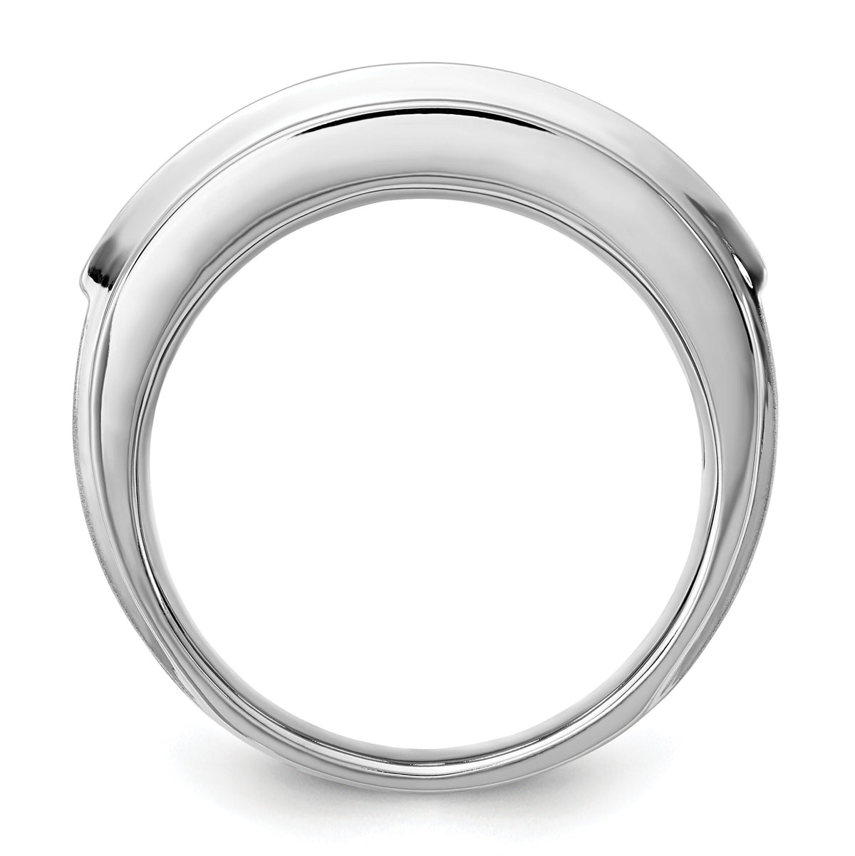 14k White Gold 5 Stone Polished Brushed and Grooved Men's Ring Mounting-B64103