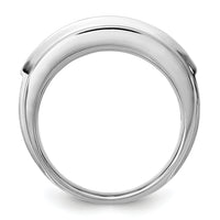 14k White Gold 5 Stone Polished Brushed and Grooved Men's Ring Mounting-B64103