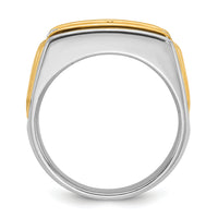 14ktt IBGoodman Men's Polished and Grooved 3-Stone Ring Mounting-B64104