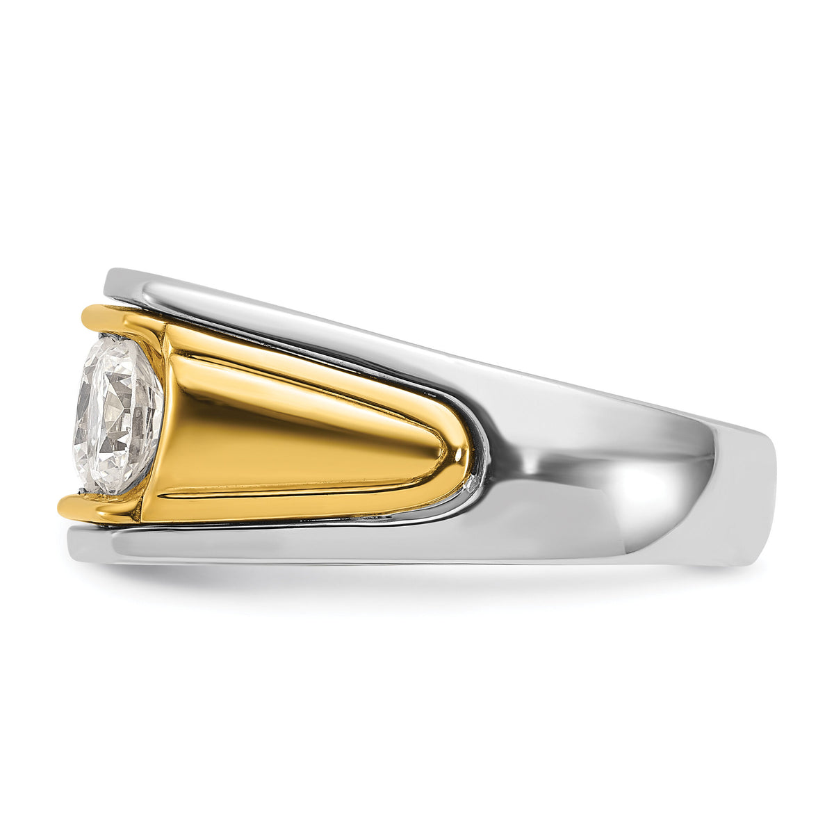 14ktt IBGoodman Men's Polished and Grooved 3-Stone Ring Mounting-B64104