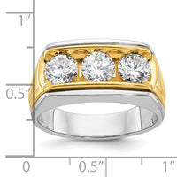 14ktt IBGoodman Men's Polished and Grooved 3-Stone Ring Mounting-B64104