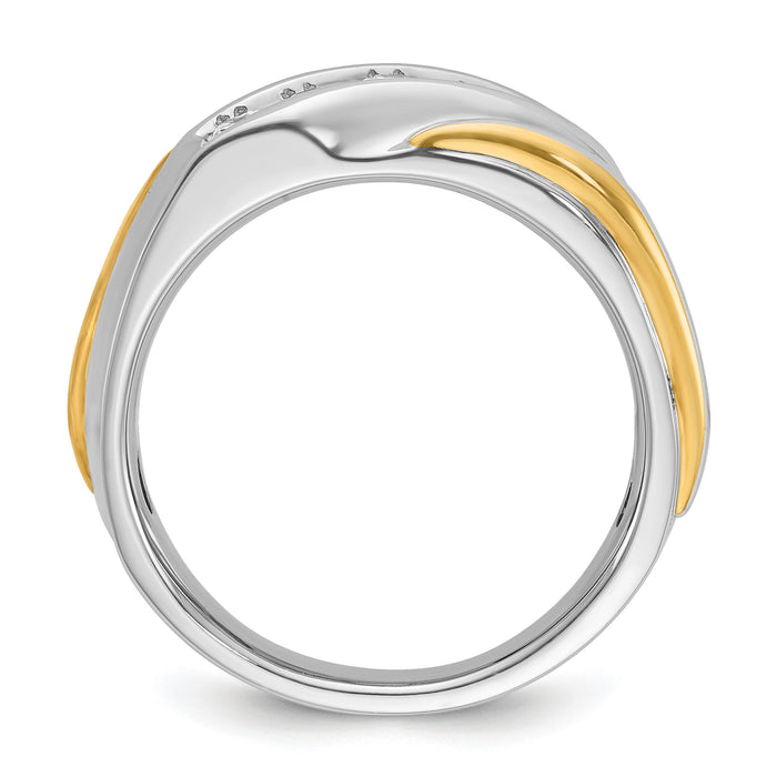 14ktt IBGoodman Men's Polished and Grooved 5-Stone Diamond Ring-B64110