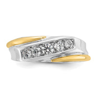 IBGoodman 14k Two-tone Men's Polished and Grooved 5-Stone 1/2 Carat AA Quality Diamond Ring-B64110-4WYAA