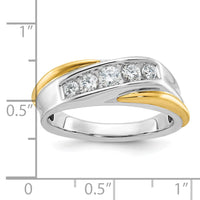 14ktt IBGoodman Men's Polished and Grooved 5-Stone Diamond Ring-B64110