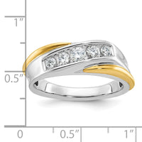 IBGoodman 14k Two-tone Men's Polished and Grooved 5-Stone 1/2 Carat AA Quality Diamond Ring-B64110-4WYAA