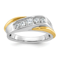 14ktt IBGoodman Men's Polished and Grooved 5-Stone Diamond Ring-B64110