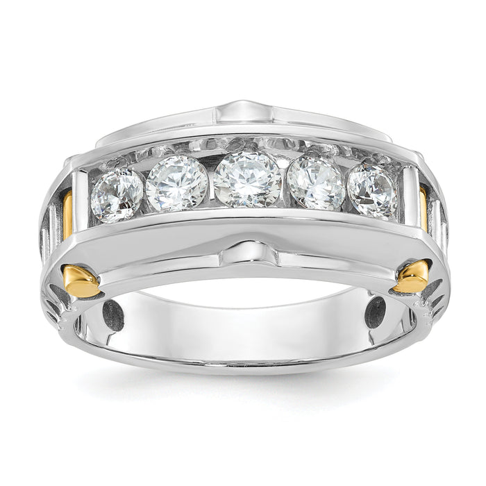 14ktt IBGoodman Men's Polished & Textured 5-Stone Diamond Ring-B64111