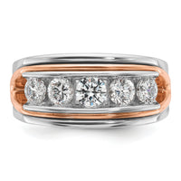 14k Two Tone 1 1/2 ct Lab Grown Diamond VS/SI+ G+ Comp 5 Stone Men's Ring-B64120