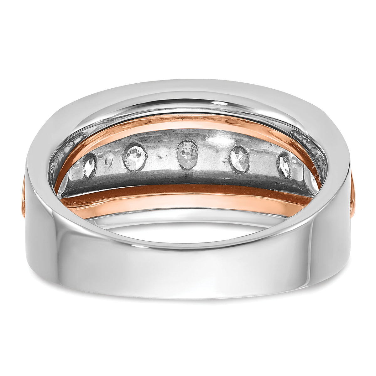 14k Two Tone 1 1/2 ct Lab Grown Diamond VS/SI+ G+ Comp 5 Stone Men's Ring-B64120