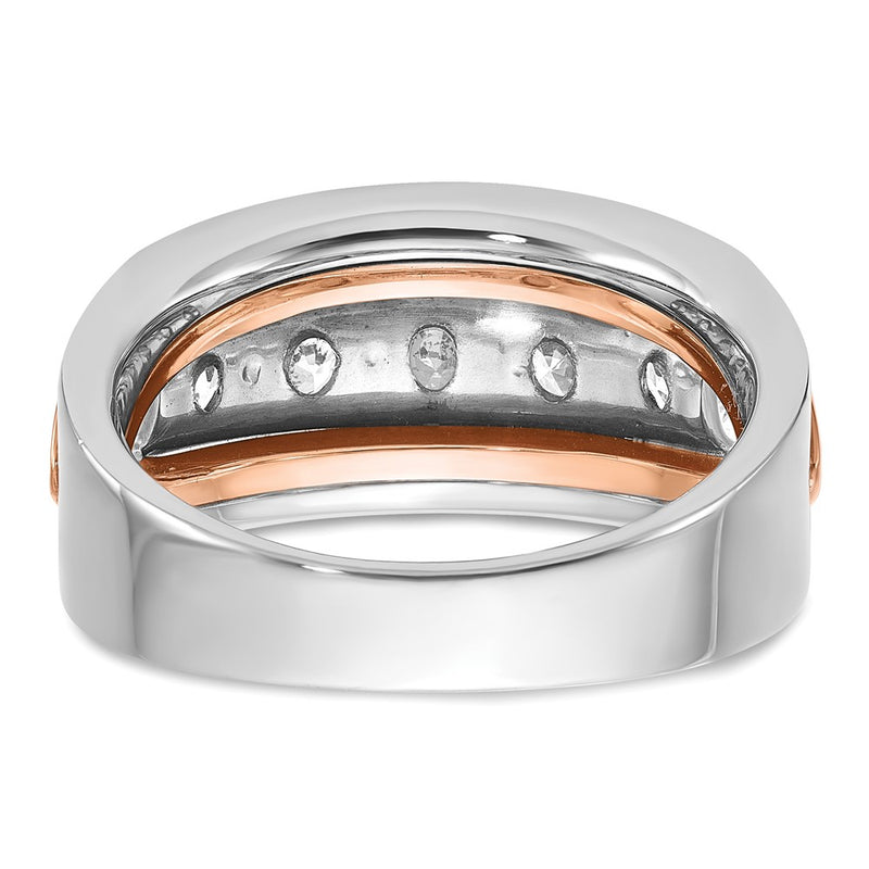 IBGoodman 14k White and Rose Gold Men's Polished and Cut-Out 5-Stone 1 1/5 Carat AA Quality Diamond Ring-B64120-4WRAA