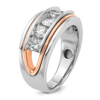 IBGoodman 14k White and Rose Gold Men's Polished and Cut-Out 5-Stone 1 1/5 Carat AA Quality Diamond Ring-B64120-4WRAA