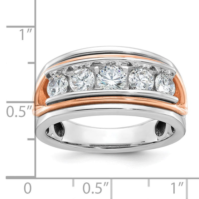 IBGoodman 14k White and Rose Gold Men's Polished and Cut-Out 5-Stone 1 1/5 Carat AA Quality Diamond Ring-B64120-4WRAA