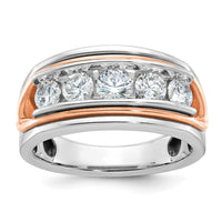 IBGoodman 14k White and Rose Gold Men's Polished and Cut-Out 5-Stone 1 1/5 Carat AA Quality Diamond Ring-B64120-4WRAA