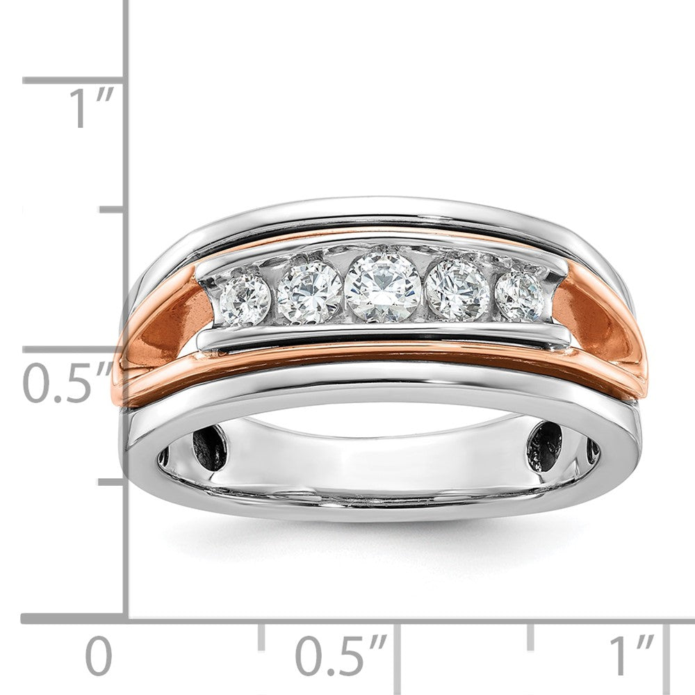 IBGoodman 14k Rose and White Gold Men's Polished Cut-Out 5-Stone 1/2 Carat AA Quality Diamond Ring-B64129-4WRAA