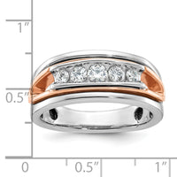 IBGoodman 14k Rose and White Gold Men's Polished Cut-Out 5-Stone 1/2 Carat AA Quality Diamond Ring-B64129-4WRAA