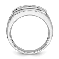 IBGoodman 14k White Gold Men's Polished Brushed and Grooved 5-Stone 1 Carat AA Quality Diamond Ring-B64134-4WAA