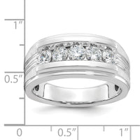 IBGoodman 14k White Gold Men's Polished Brushed and Grooved 5-Stone 1 Carat AA Quality Diamond Ring-B64134-4WAA