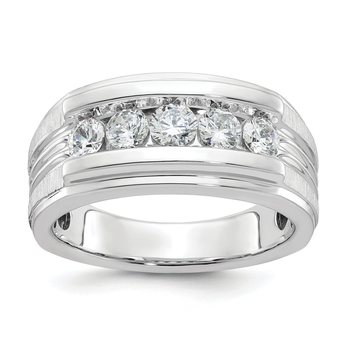 14kw IBGoodman Men's Polished & Brushed 5-Stone Diamond Ring-B64134-4WAA