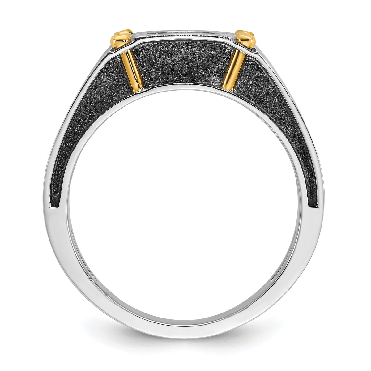 14k Two-tone w/ Blk RH 1/2 ct Lab Grown Dia VS/SI+ G+ Complete Men's Ring-B64144
