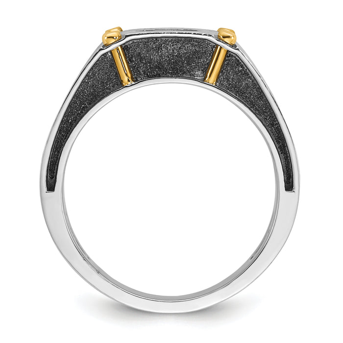 14k Two-tone w/ Blk RH 1/2 ct Lab Grown Dia VS/SI+ G+ Complete Men's Ring-B64144