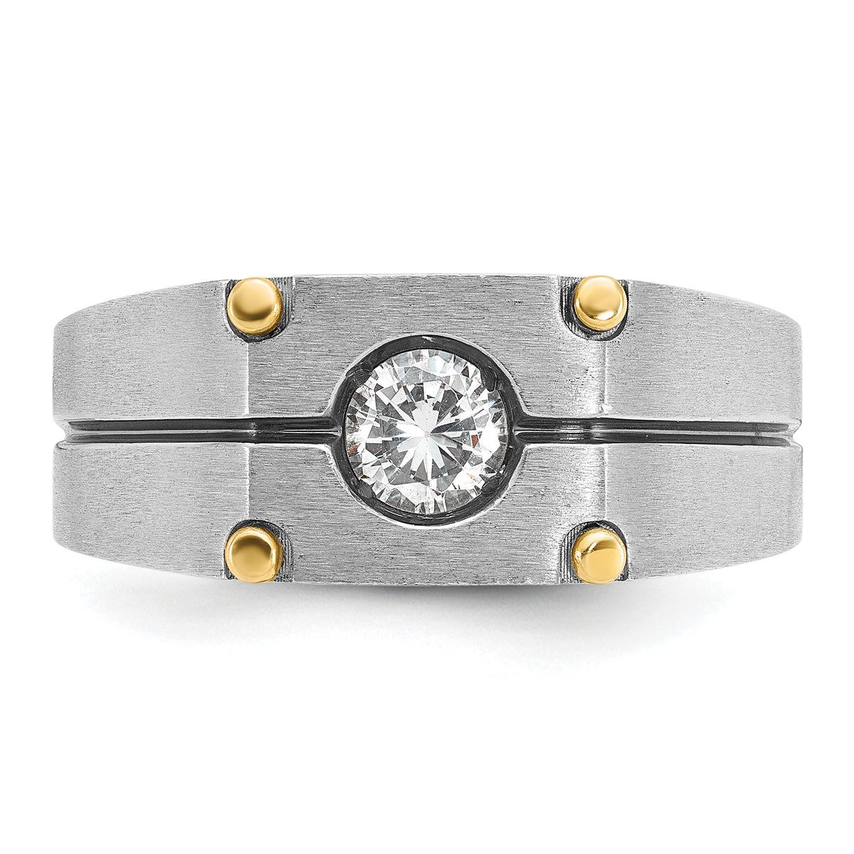 14k Two-tone w/ Blk RH 1/2 ct Lab Grown Dia VS/SI+ G+ Complete Men's Ring-B64144