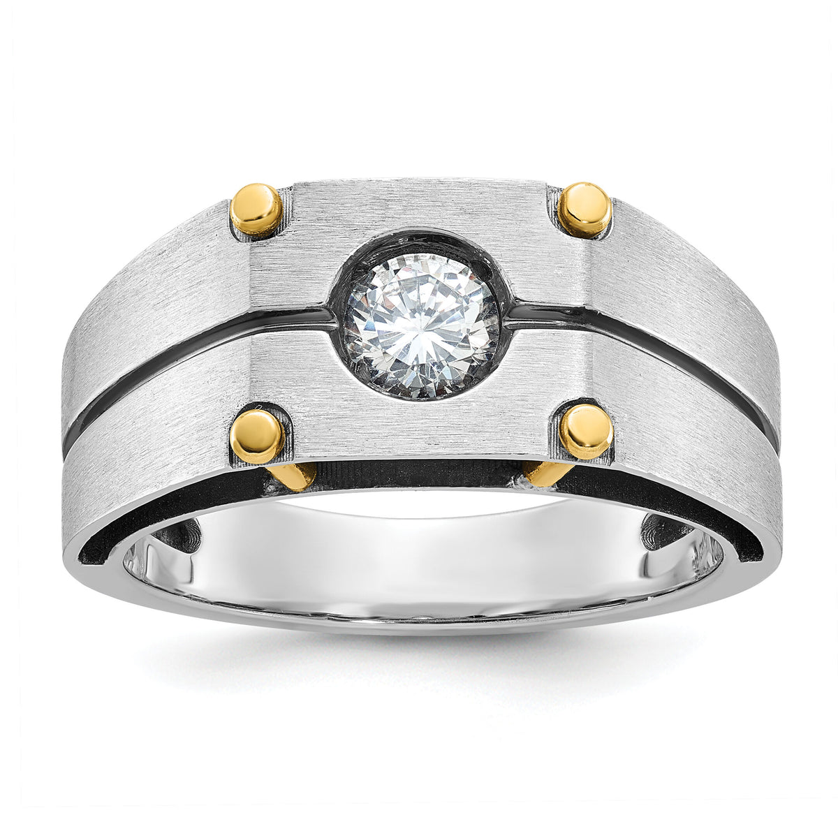 14k Two-tone w/ Blk RH 1/2 ct Lab Grown Dia VS/SI+ G+ Complete Men's Ring-B64144
