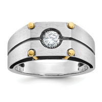 14k Two-tone w/ Blk RH 1/2 ct Lab Grown Dia VS/SI+ G+ Complete Men's Ring-B64144