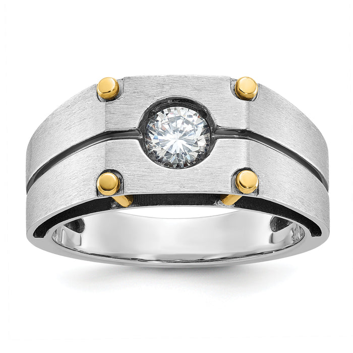 14k Two-tone w/ Blk RH 1/2 ct Lab Grown Dia VS/SI+ G+ Complete Men's Ring-B64144
