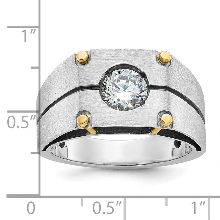 14k Two-tone IBGoodman Men's Polished and Satin Diamond Ring Mounting-B64145